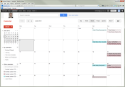 Screen shot of Google calendars